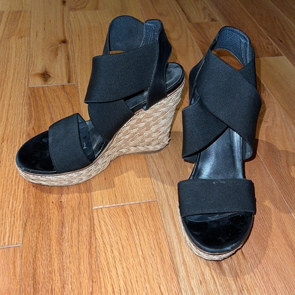 Stuart Weitzman Shoes - Stuart Weitzman black wedge sandals size 7.5